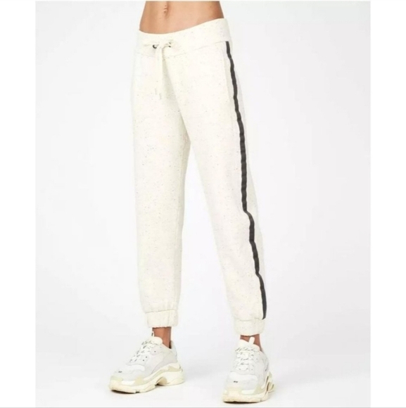 Sweaty Betty Liberate 7/8 Cuffed Trousers Joggers Tuxedo Stripe Off White - Picture 2 of 11